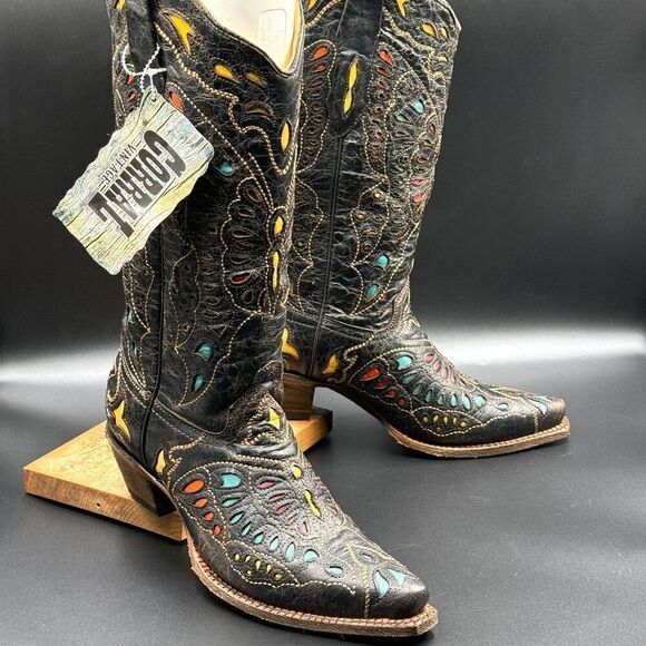 Corral Vintage Distressed Butterfly Rainbow Boots - Picture 8 of 11